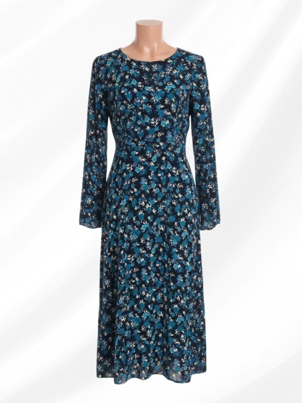 Zara Blue Floral Dress Size M Midi Length Flowy Feminine